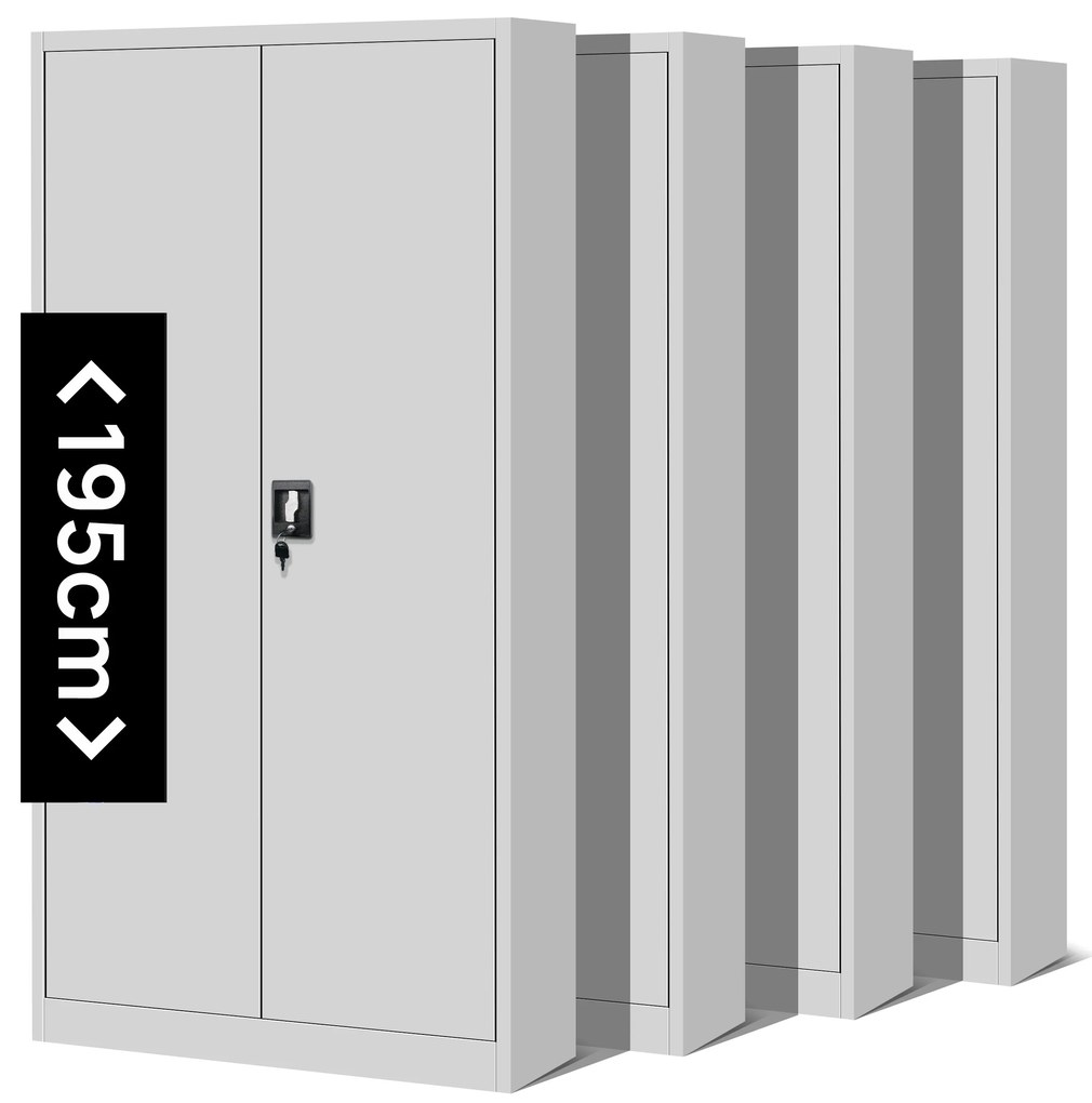 Zestaw 4x biurowa szafa metalowa na akta JAN H, 900 x 1950 x 400 mm, szara