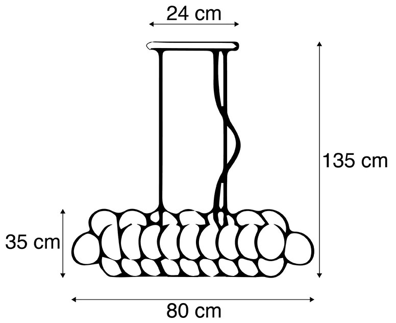 Lampa wisząca Art Deco czarna z przydymionym szkłem 8-punktowa - Uvas