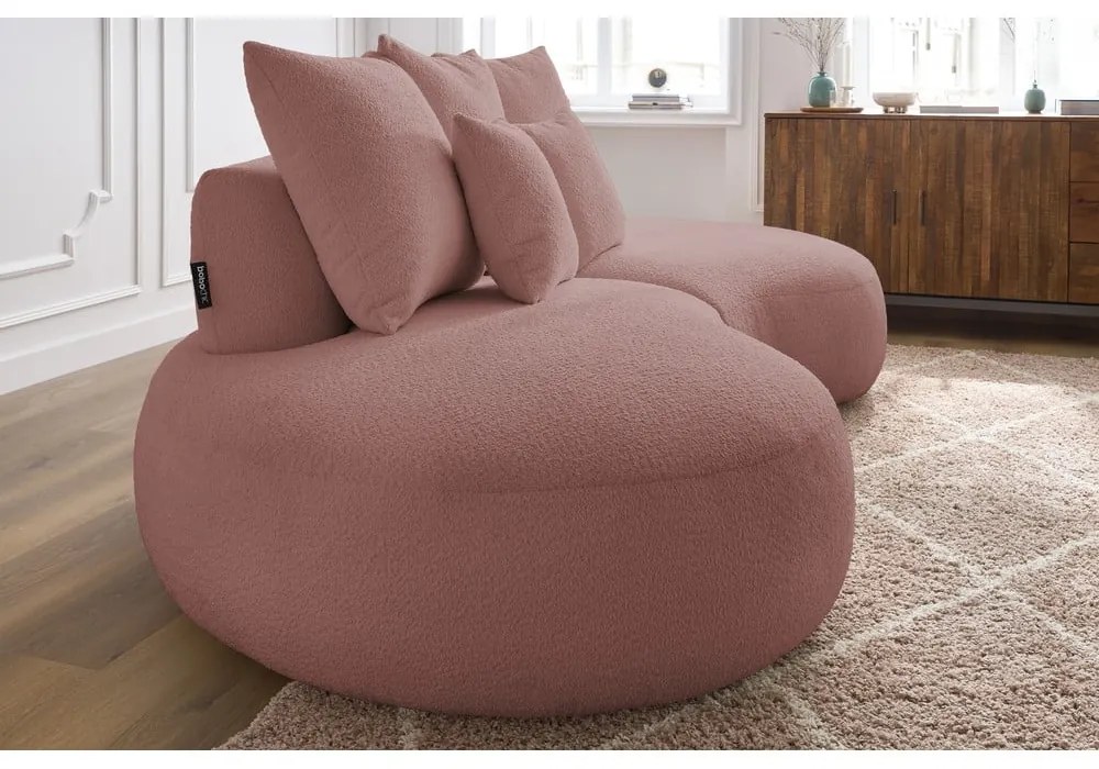 Różowa sofa z materiału bouclé 260 cm Saint-Germain – Bobochic Paris