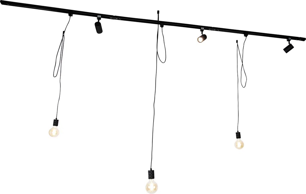 Inteligentny system oświetlenia szynowego czarny 3 reflektory i lampa wisząca 1-fazowa - Iconic Cavalux Jeana