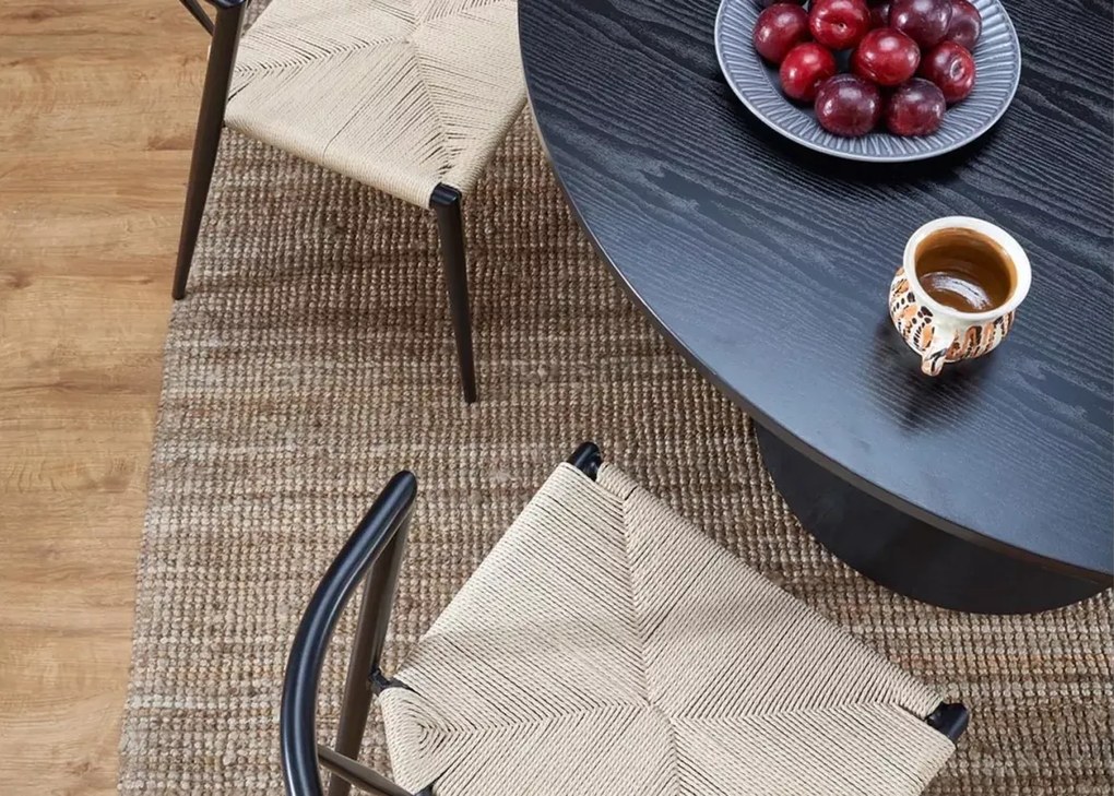 Okrągły elegancki stół Giorgia 120 cm nierozkładany w kolorze czarnym z blatem MDF i solidną podstawą