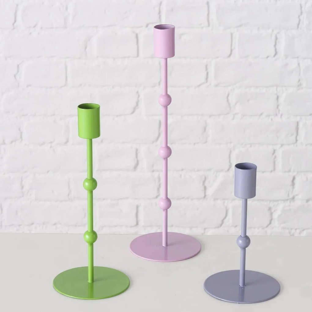 Metalowe świeczniki Kimberly, 3 sztuki, pastelowe kolory