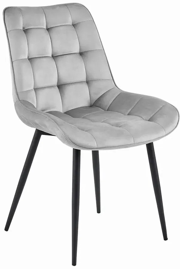 Jasnoszare pikowane krzesło welurowe nowoczesne - Alvor