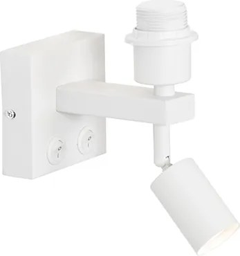 Nowoczesna lampa ścienna biała z lampką do czytania - Brescia