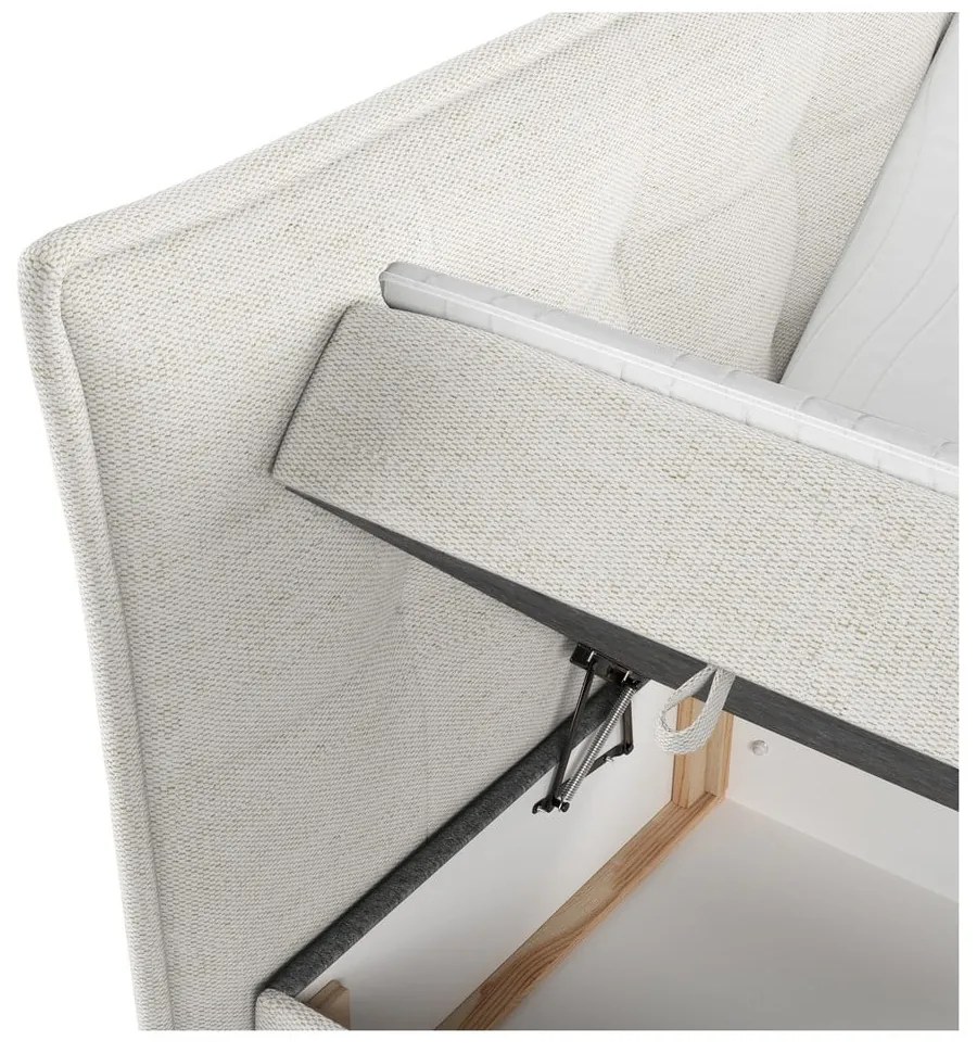 Kremowe łóżko boxspring ze schowkiem 140x200 cm Sinai – Maison de Rêve