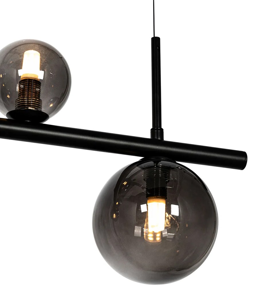Czarna lampa wisząca z przydymionym szkłem prostokątnym 8-świateł - MonacoDesignerski Oswietlenie wewnetrzne