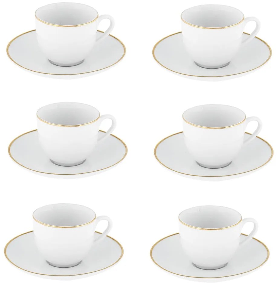 Białe porcelanowe filiżanki zestaw 6 szt. 100 ml Gold Chic – Villa Altachiara