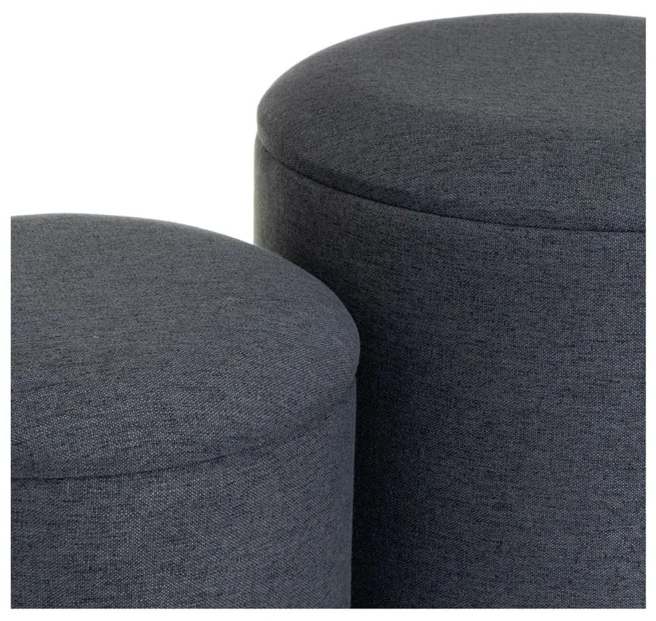 Ciemnoszare pufy zestaw 2 szt. – Casa Selección