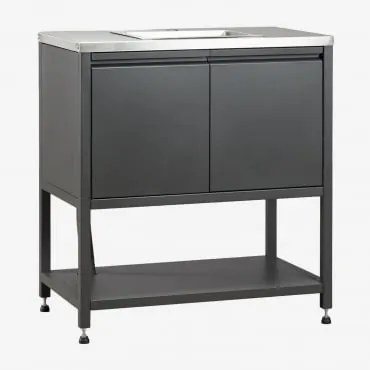 Moduł Do Przechowywania Z Zlewem Do Modułowej Kuchni Zewnętrznej Ze Stali Savona Grafitowa Szarość & Bez Kranu - Sklum