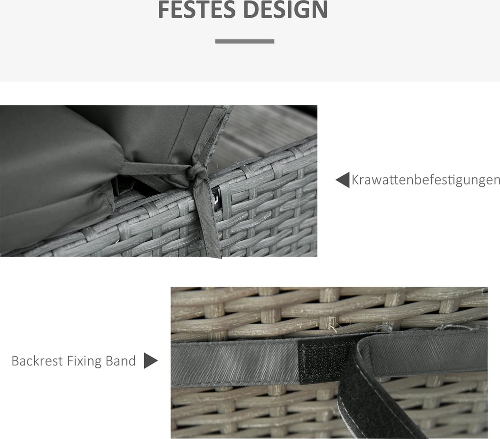 Outsunny Zestaw 2 Poduszek na Leżak, Ekstra Grube 8cm Poduszki Ogrodowe Ciemnoszary