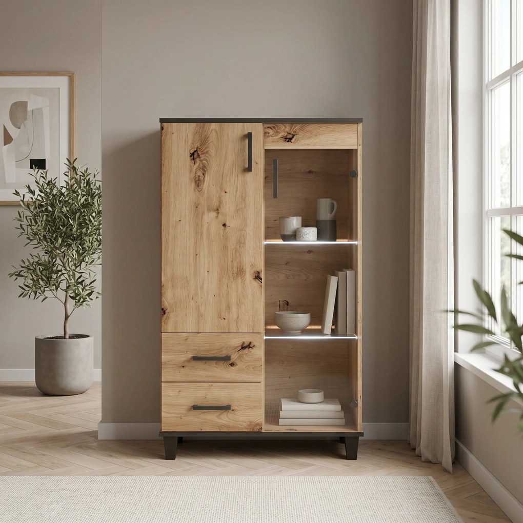 Komoda CORTEZA 80 cm do Salonu Sypialni Dąb artisan