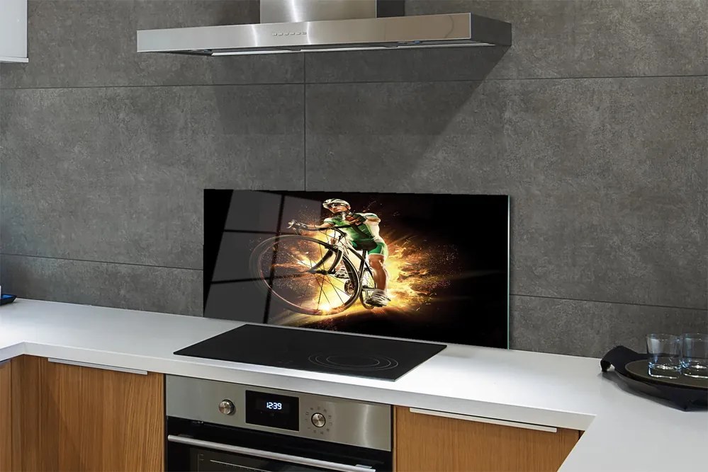 Panel szklany do Kuchni Rower na Czarnym Tle