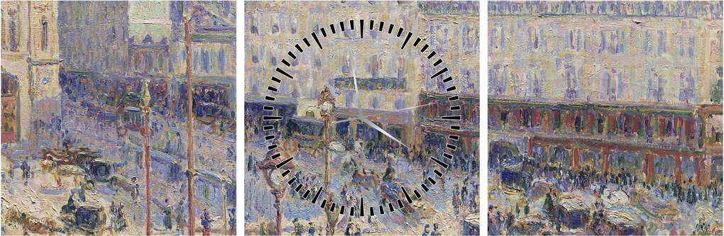 Obraz - Camille Pissarro, The Place du Havre, reprodukcje (z zegarem) (90x30 cm)
