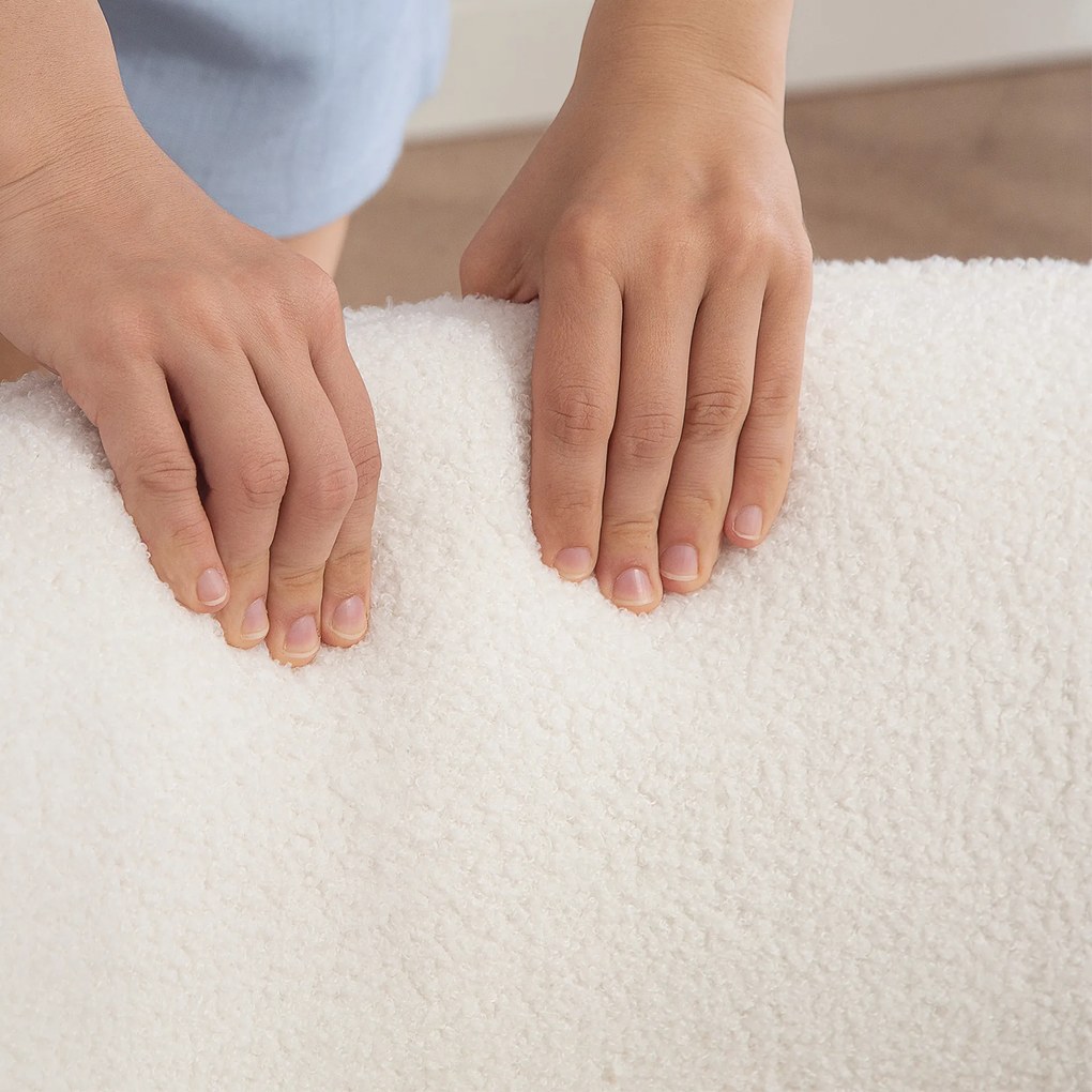 HOMCOM Nowoczesny fotel tapicerowany, obicie z polaru, fotel akcentowy z podłokietnikami, drewniane nogi, metalowa rama, Biały | Aosom PL