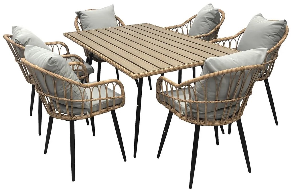 Krzesło ogrodowe Autronic, metal, polirattan, naturalny , AZ-F1406 NAT