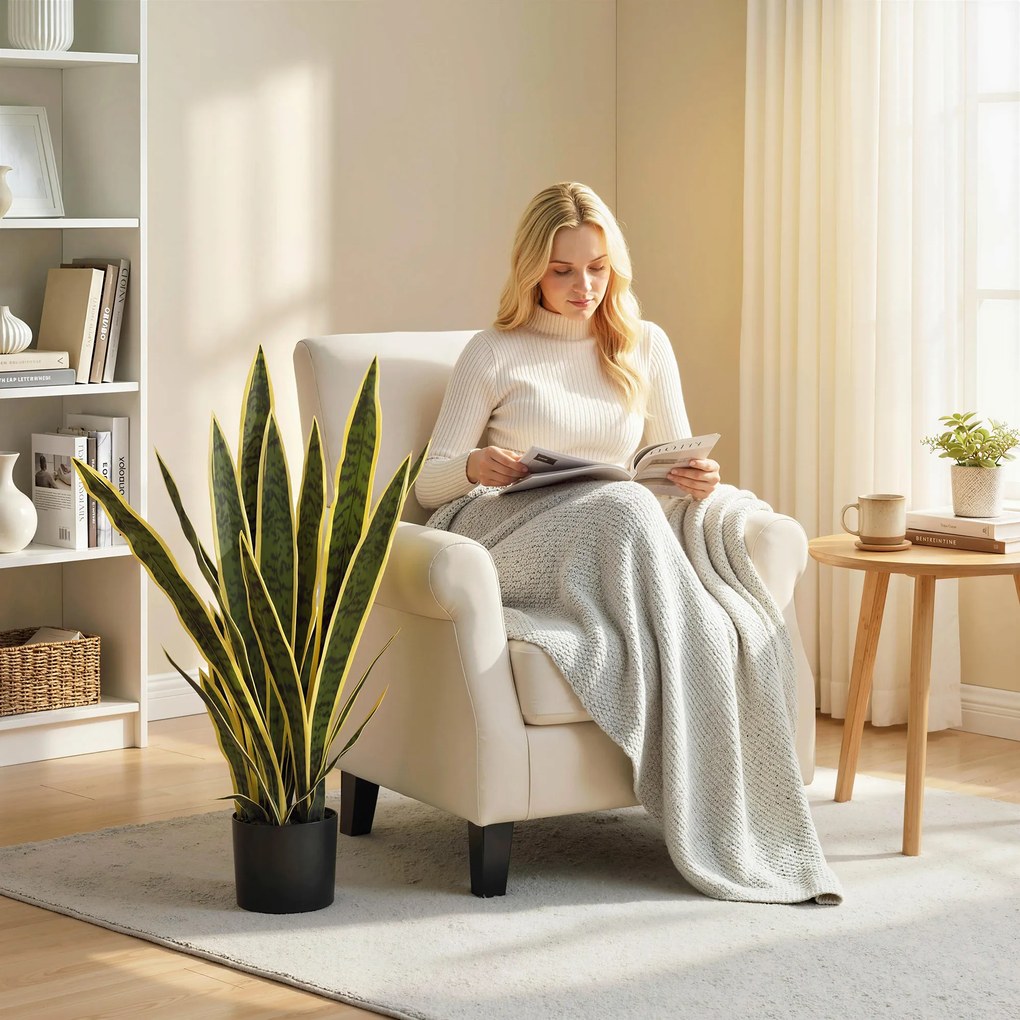 Outsunny Sztuczna sansewieria duża 77 cm, roślina w doniczce, idealna do salonu lub na prezent | Aosom PL