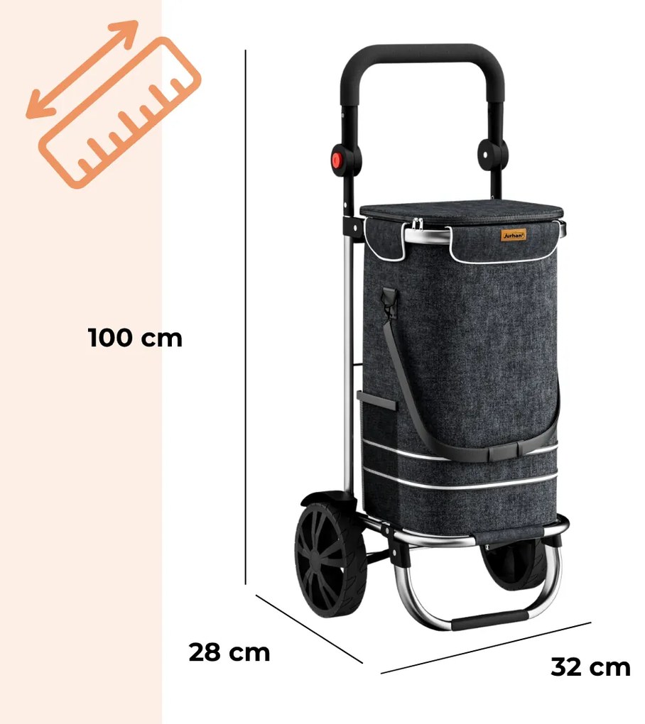Jurhan Torba na zakupy na kółkach EASY, 50l, czarna