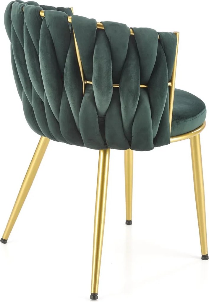 Krzesło z plecionym oparciem K517 na złotych nogach