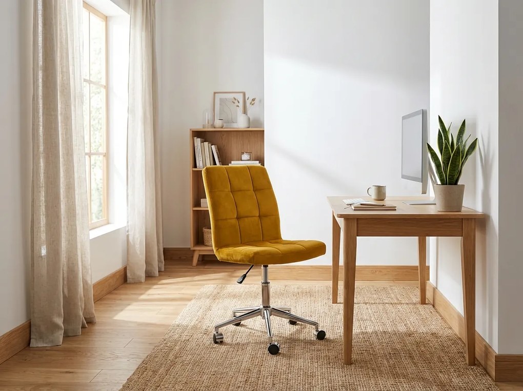Żółty fotel biurowy Q-020 VELVET