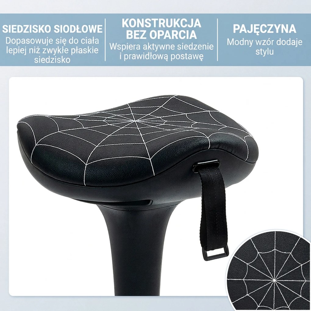 Vinsetto Stołek biurowy z funkcją obrotową, ergonomiczny stołek, regulowana wysokość 65,5-83,5 cm, 120° odchylany, czarny | Aosom PL
