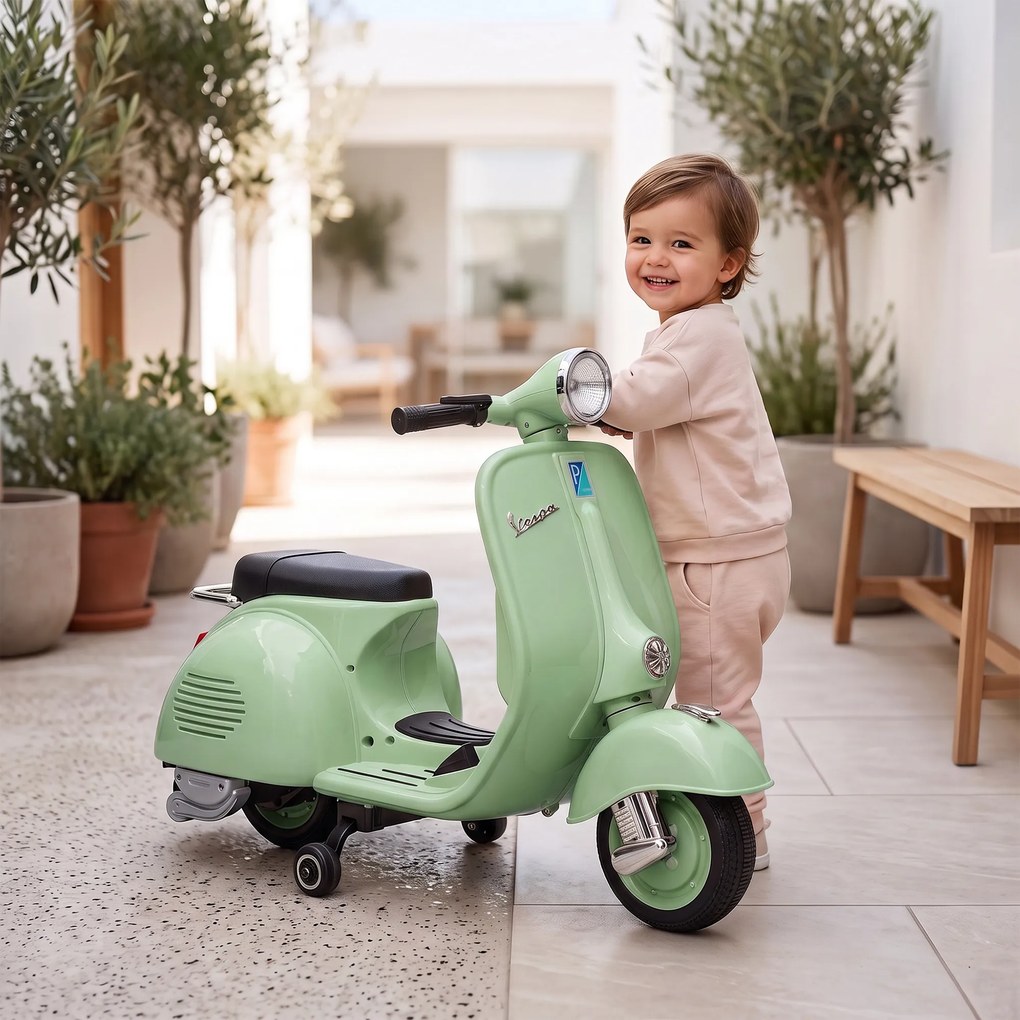 AIYAPLAY Elektryczny motocykl dla dzieci 6 V z kółkami podporowymi, akumulatorem litowym, Softstart, muzyką, USB, reflektorem, klaksonem | Aosom PL