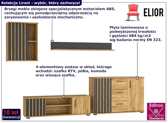 Zestaw mebli do salonu z lamelami Beck 10A