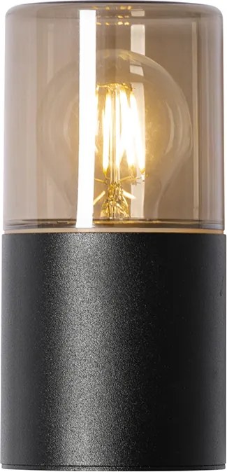 Nowoczesna lampa ścienna zewnętrzna czarna z kloszem w kolorze dymu IP44 - Odense