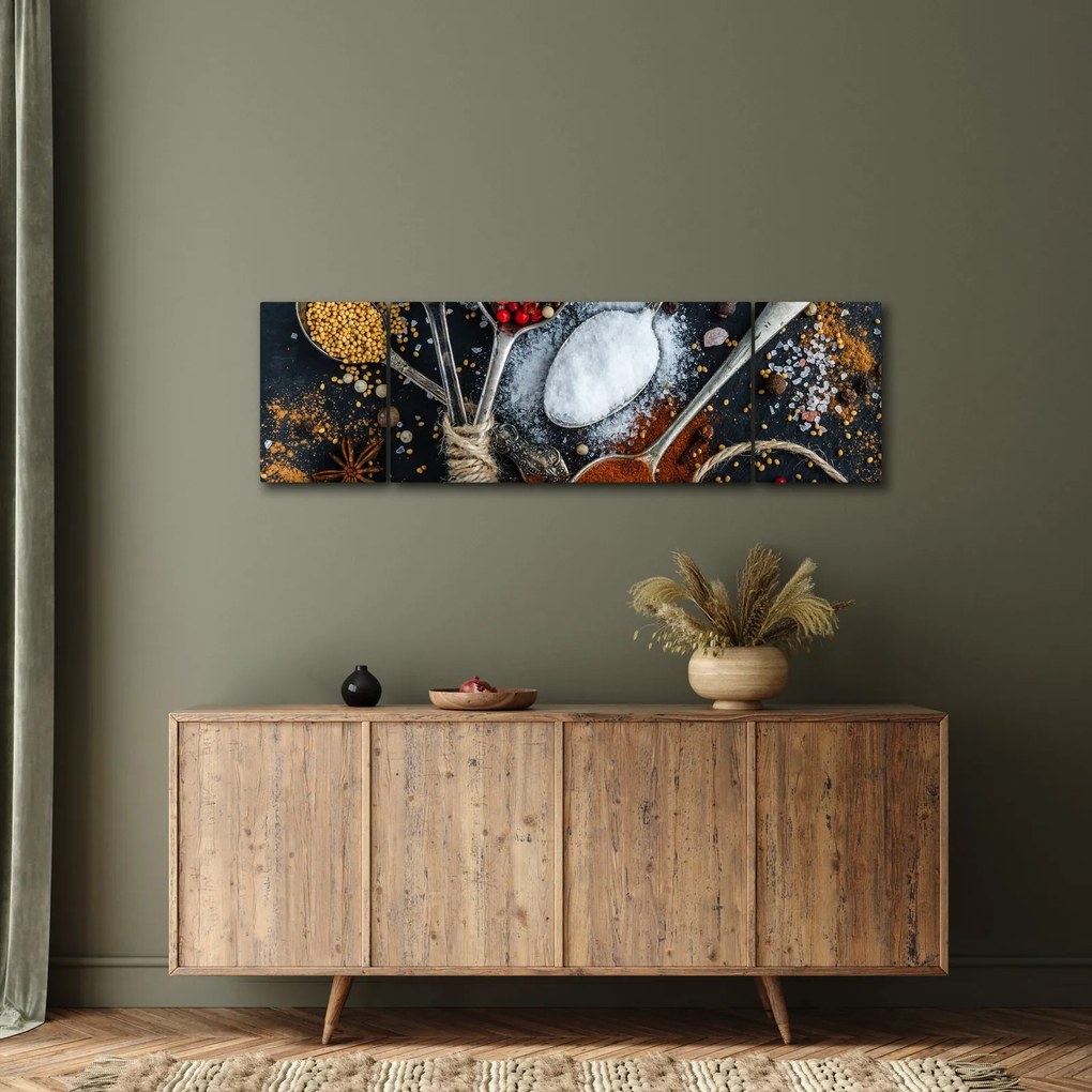 Obraz łyżek z przyprawami (170x50 cm)