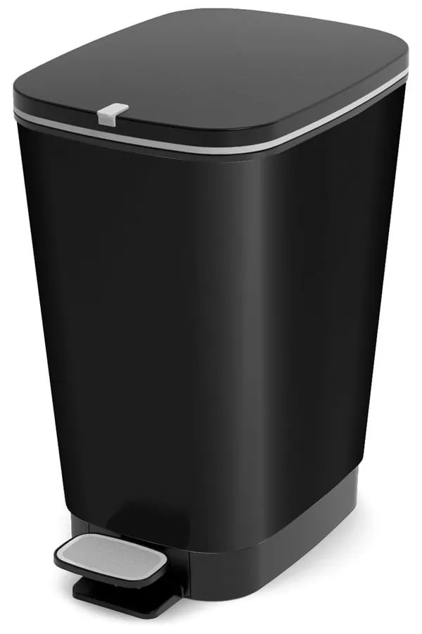 Plastikowy kosz na śmieci z pedałem w kolorze matowej czerni 35 l Chic Bin – KIS