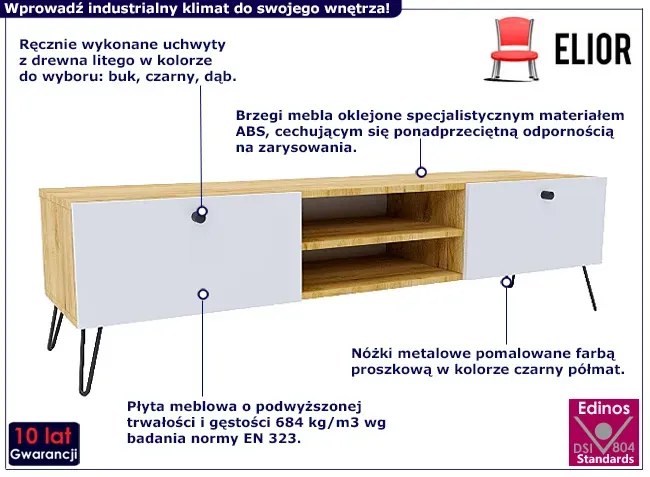 Szafka pod telewizor dąb craft + biały - Zorina 9X