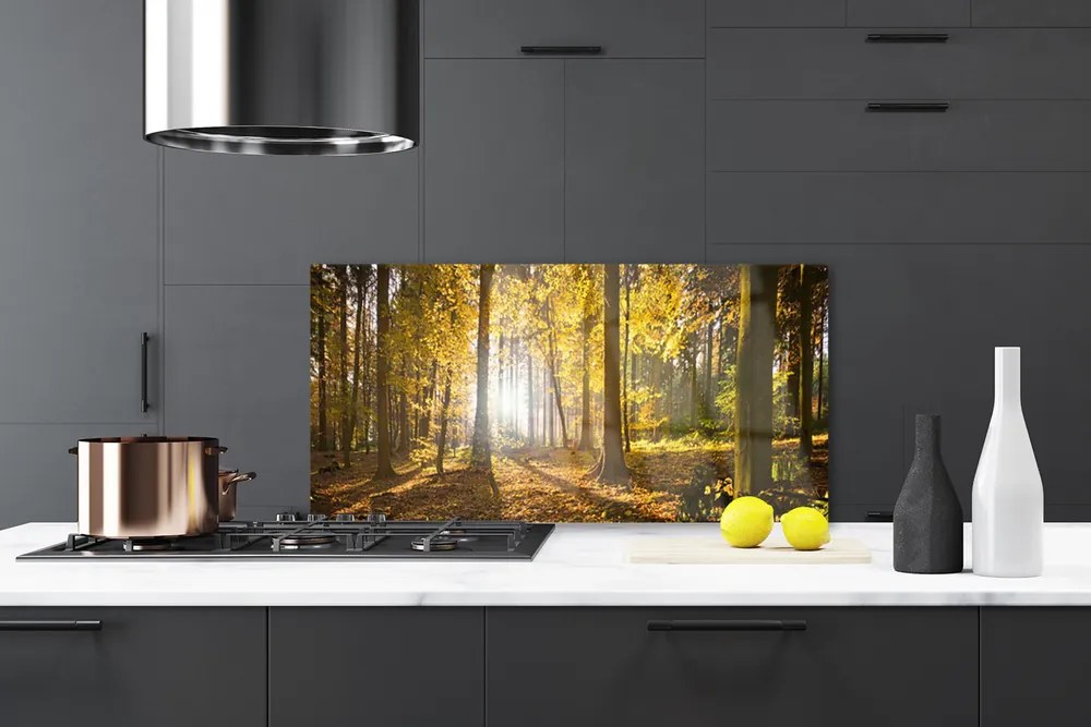 Panel Szklany do Kuchni Głęboka Zieleń Leśnych Liści