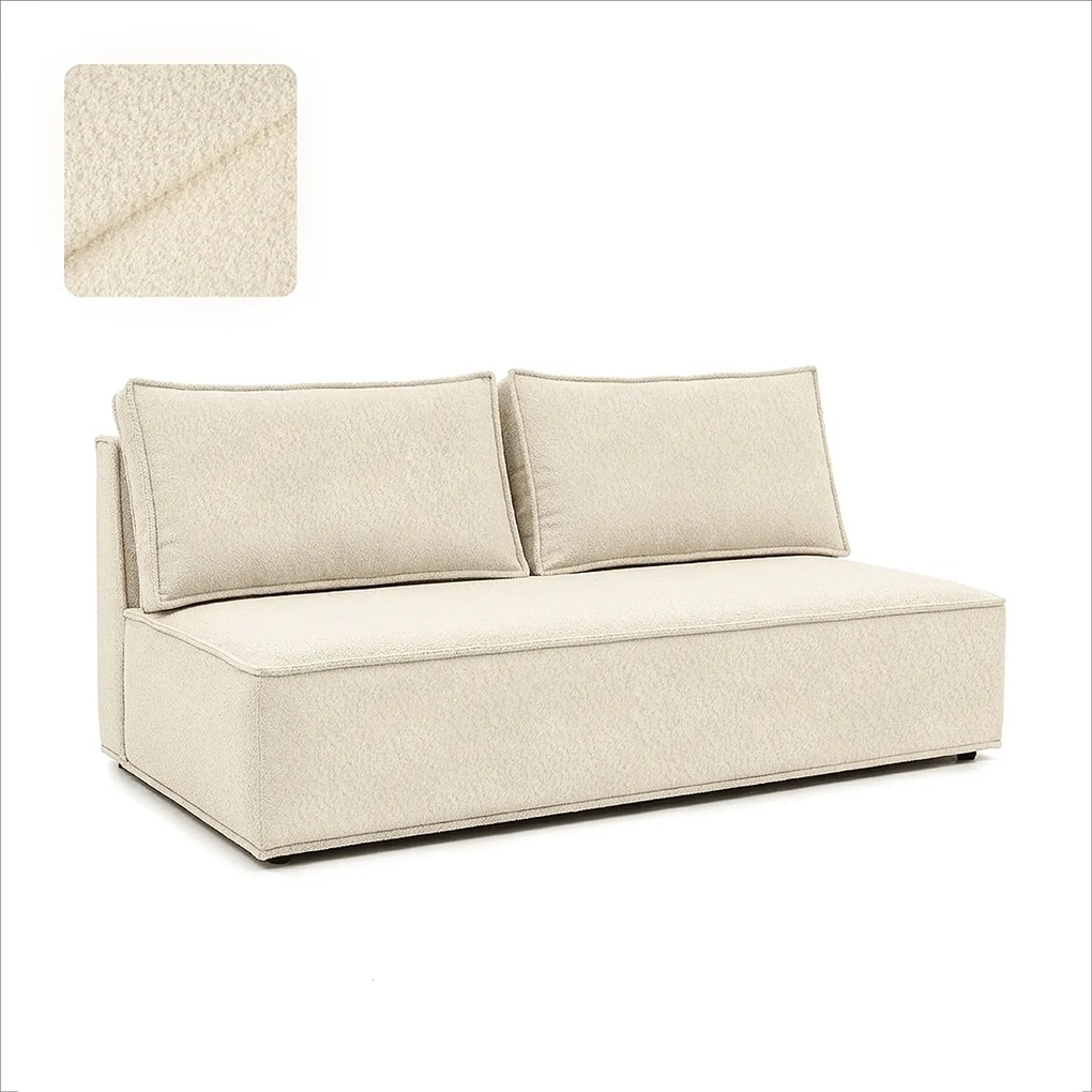 Sofa z Funkcją Spania MAVIA Kremowa Boucle Nowoczesna