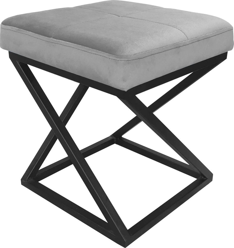 Pufa ZOA tkanina Welur loft ławka podnóżek metal : Kolor Stelaża - Czarny , Kolor tkaniny - VELVET - MG17, Typ tkaniny - Velvet