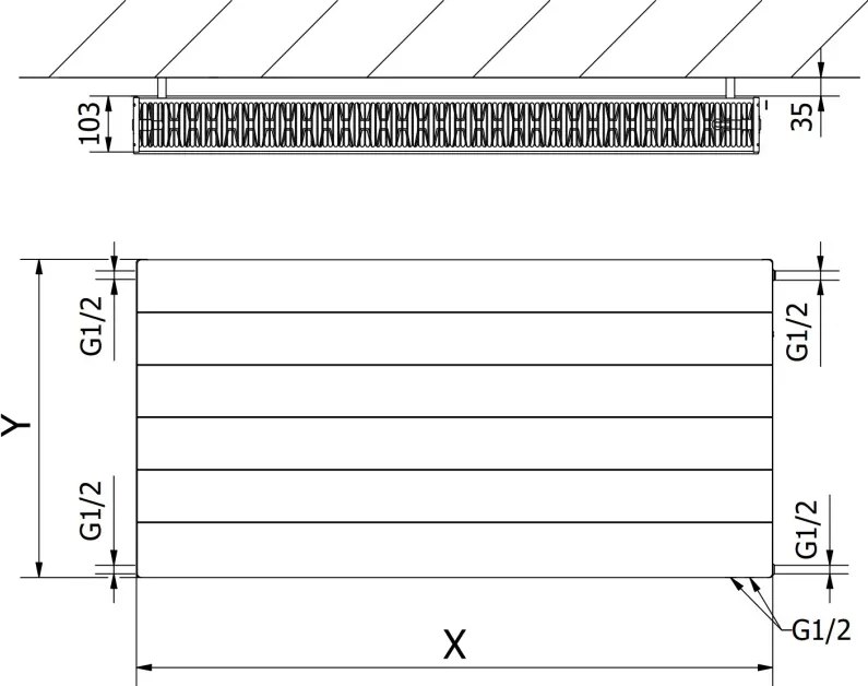 Mexen Line CVL22 grzejnik płytowy 600 x 1000 mm, podłączenie dolne, 1582 W, biały - W622L-060-100-00