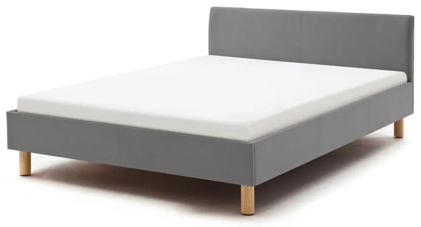 Jasnoszare tapicerowane łóżko dwuosobowe 140x200 cm Lena – Meise Möbel