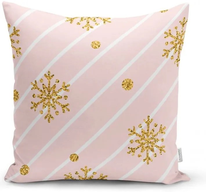 Świąteczna poszewka na poduszkę Minimalist Cushion Covers Gold Snowflakes, 42x42 cm