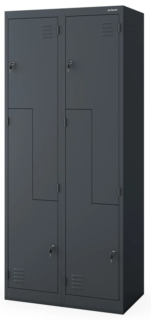 Szafa metalowa ubraniowa typu L JULIA, 800 x 1850 x 450 mm, antracytowa