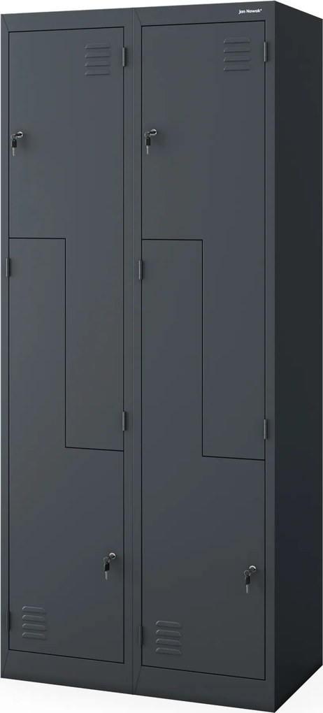 Szafa socjalna ubraniowa typu l, czterokomorowa, antracytowa, 800x1850x450 mm: JULIA