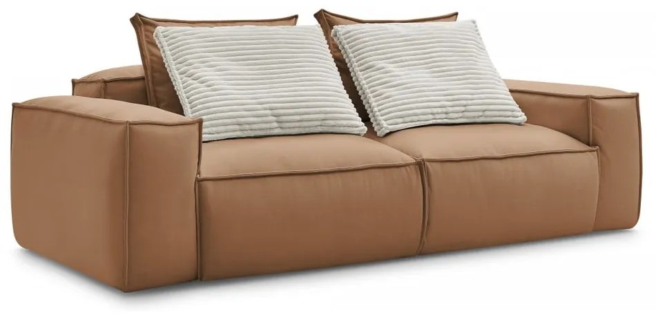 Brązowa sofa z imitacji skóry 260 cm Boheme – Bobochic Paris