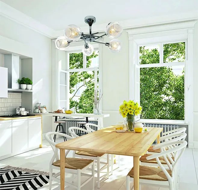 Chromowana nowoczesna lampa wisząca - 3X D278 D5-F70