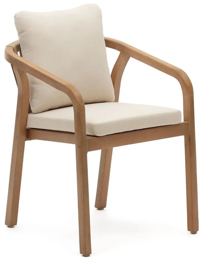 Beżowe/w naturalnym kolorze drewniane/tapicerowane krzesła ogrodowe zestaw 4 szt. Malaret – Kave Home