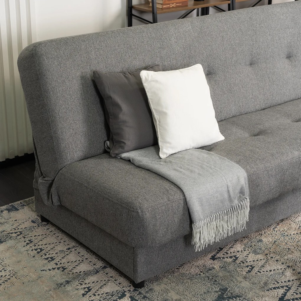 Sofa z Funkcją Spania ARUBA Wersalka Rozkładana Dwuosobowa Szara Nowoczesna do Salonu