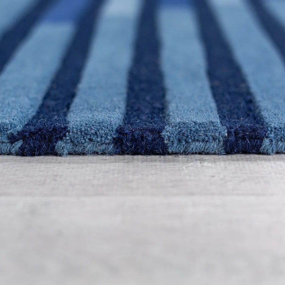 Ciemnoniebieski wełniany dywan tkany ręcznie 200x290 cm Conway Retro – Flair Rugs