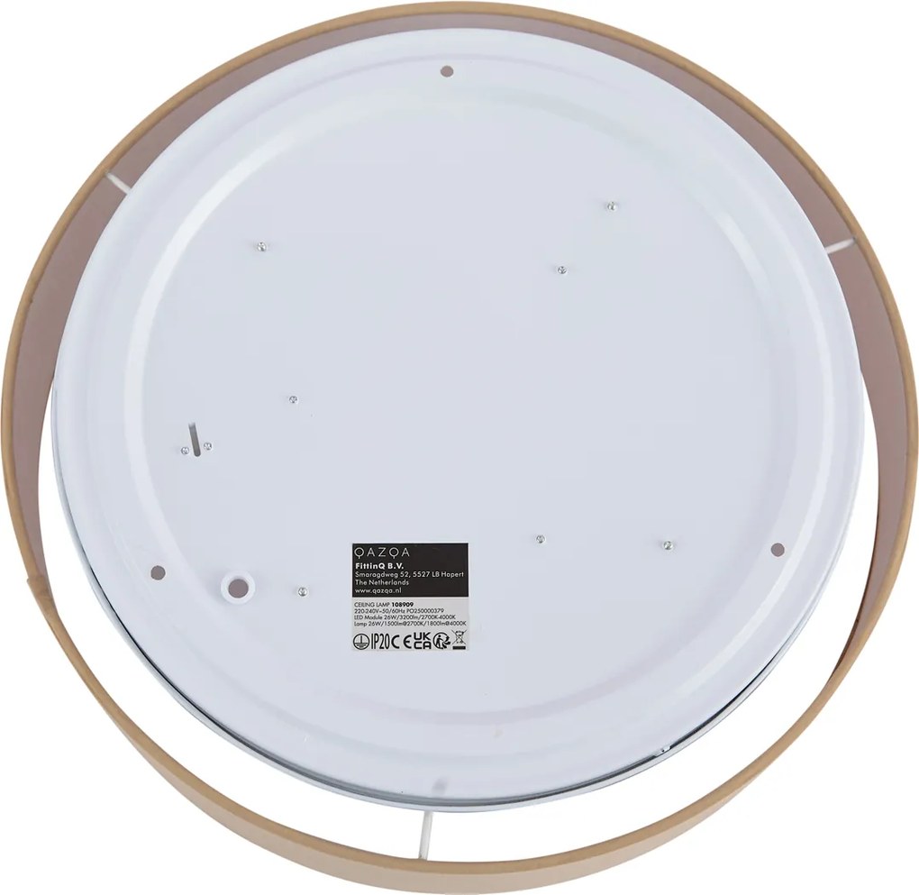 Inteligentna lampa sufitowa beżowa 35 cm z LED i pilotem - Flat Drum