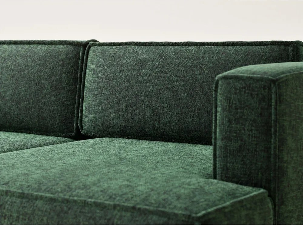 Ciemnozielony rozkładany/ze schowkiem narożnik z tkaniny szenilowej (prawostronny/z szezlongiem) Velto – Maison de Rêve