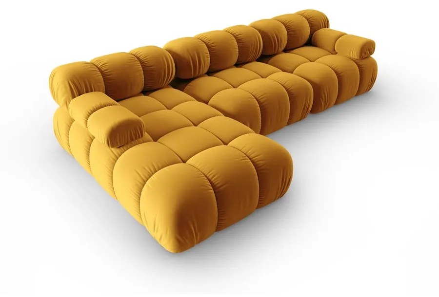 Żółta aksamitna sofa 285 cm Bellis – Micadoni Home