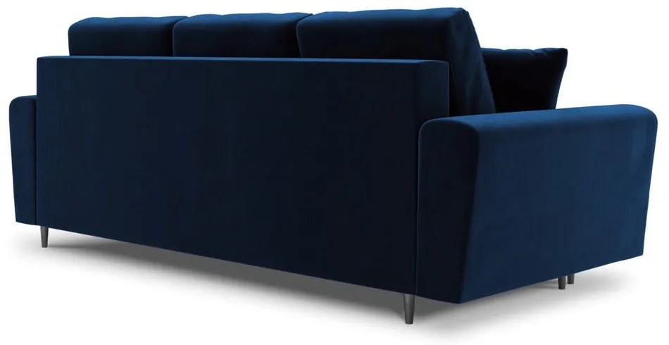 Niebieska aksamitna rozkładana/ze schowkiem sofa 235 cm Kyoto – Cosmopolitan Design