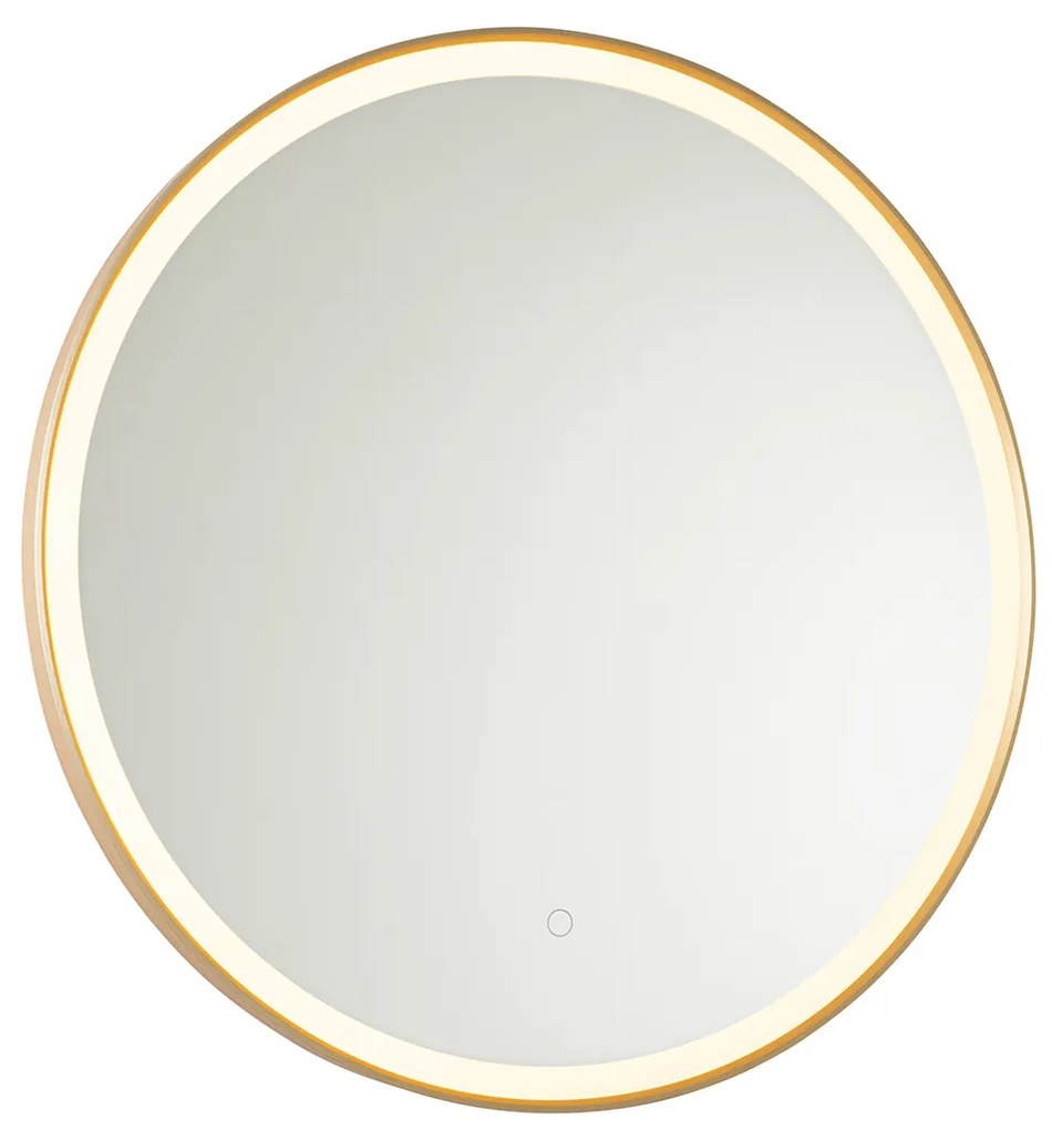 Złote lustro łazienkowe 70 cm zLED idotykowym ściemniaczem - Miral Nowoczesny Oswietlenie wewnetrzne
