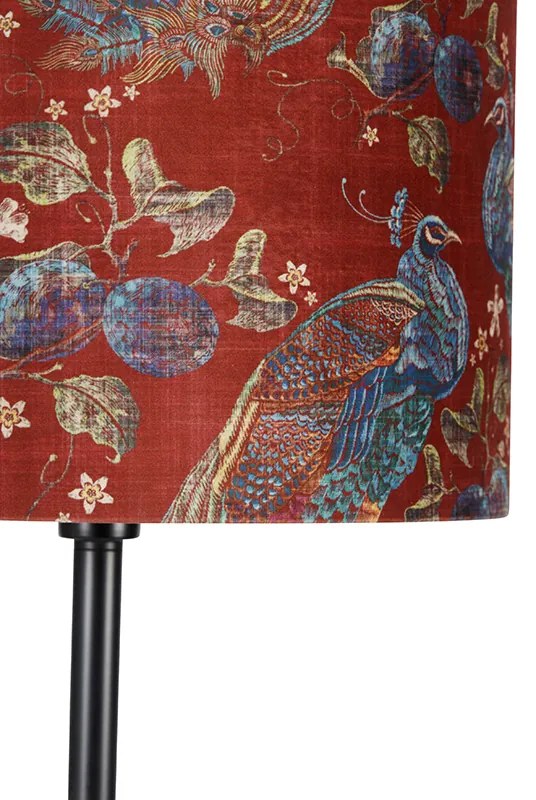 Lampa podłogowa z kloszem - wzór pawia czerwony 40 cm Nowoczesny Oswietlenie wewnetrzne