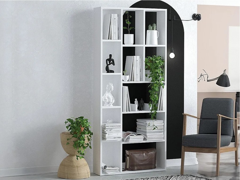 Tradycyjna biała półka – 75 x 170 x 18 cm – płyta wiórowa pokryta melaminą